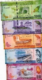 Sri Lanka 20 1000 Rupees 2010 UNC P New set 5 pcs