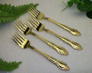   Oneida Kenwood GOLDEN NATCHEZ Stainless Steel Gold Salad Forks XLNT