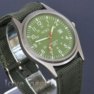   military Green modern sport casual Mens Quartz SOKI band gift Watch 35