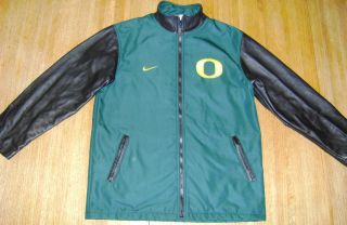   of Oregon U of O Nike Letterman Style Jacket Nylon and Leather XS