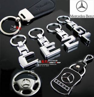 Mercedes Benz Auto Car Key chain Ring Cowhide Bag Headrest CD Storage 