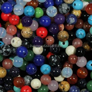 100pcs Mixed Stone Gemstone Round Loose Beads,4/6/8/10​mm, about 20 