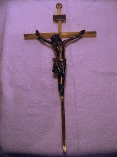 Vintage Catholic Brass CRUCIFIX Cross Jesus Devotional