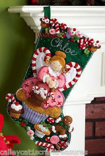   Cupcake Angel ~ 18 Felt Christmas Stocking Kit #86207 Cookies, Candy