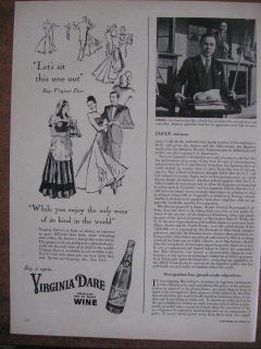 1946 Virginia Dare American Wine Ad Red or White
