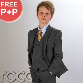 BOYS 3PC GREY PROM FORMAL PAGE BOY SUITS AGE 6m   16 YRS