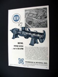 Robbins & Myers Moyno Sewage Pump Pumps 1964 print Ad