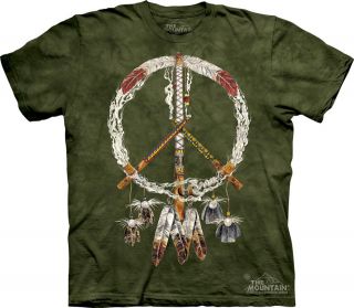 New Peace Symbol Pipes Indian Feather100% Cotton T Shirt Tee The 