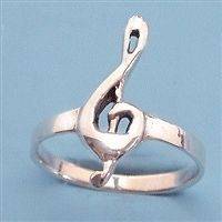 Sterling Silver Music Lovers Note Staff G Treble Clef Ring