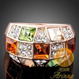 Topaz Emerald Swarovski Crystal ARINA Rose Gold GP Ring