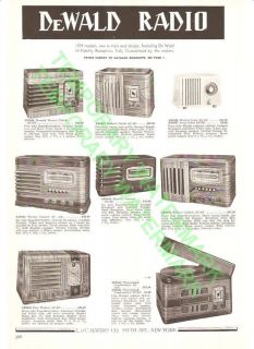 VTG DeWald Table Radio Record Changer/Player 1939 Catalog 