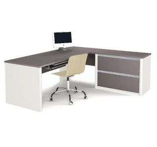 Connexion Modern L Shaped Computer Desk with Oversized Pedestal Free 