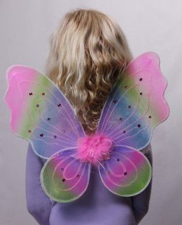 Rainbow Fairy Pink Butterfly Wings Sequins, Glitter Pixie Dress up 