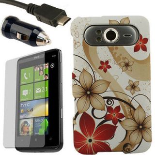 Case+Car Charger+Screen Protector for HTC HD7 HD7S A Cover Skin 