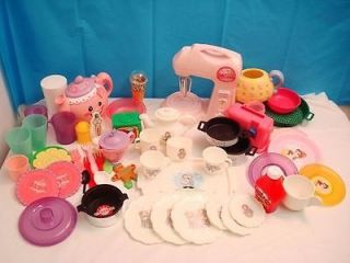 HUGE LOT OF PLAY PRETEND DISHES POTS CUPS ACCESSORIES TOASTER 