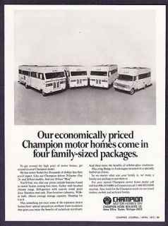 1972 Champion 18 ft. 20 ft. 24 ft. 28 ft. Motor Home photo promotional 