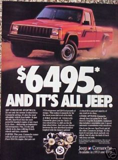 1987 Jeep Comanche ORIGINAL Vintage Ad RED  CMY STORE 4MORE ADS 5 