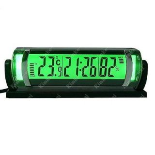 Car Hygrometer Thermometer Clock Green Backlight New
