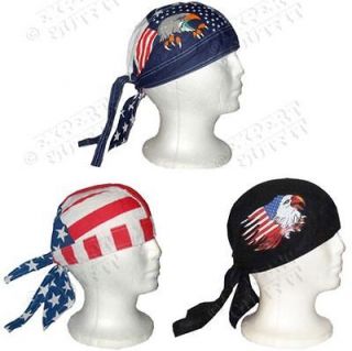 LOT Assorted American Flag SKULL CAP DOO DU RAG HAT NEW WHOLESALE # 