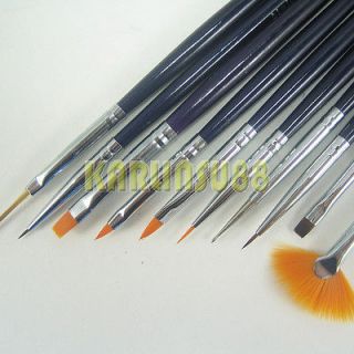 Black Handle Nail Art Design Pen Brush Painting Acrylic UV Gel 6 