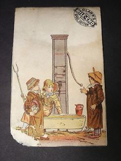   Card   Clarks Mile End Spool Cotton Sewing   Children at Water Trough