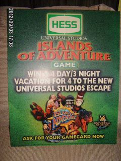 VINTAGE HESS TOY TRUCK POINT OF SALE SIGN OR POSTER ISLANDS OF 