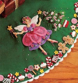 Bucilla Sugar Plum Fairy Felt Christmas Tree Skirt or Table Cover 