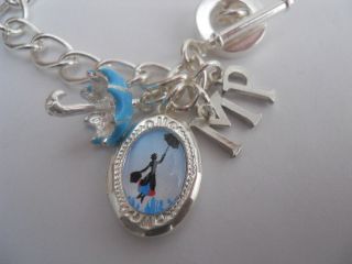 MARY POPPINS FLYING AWAY UMBRELLA SILVER LOCKET & CHARMS TOGGLE 