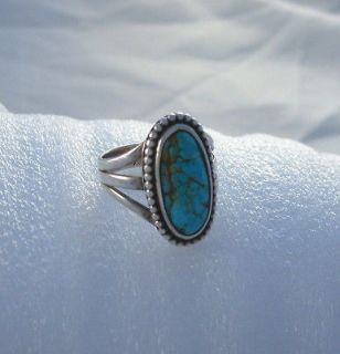 Vintage Antique Navajo Southwestern Ring Turquoise Sterling Silver Sz 
