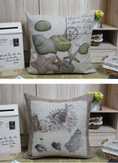 Novelty conch Seashell print decorative sofa pillowcase,Linen cushion 