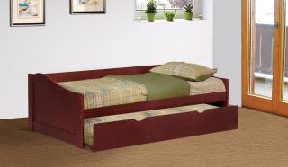 Cherry Finish Wood Twin Size Day Bed (Daybed) With Trundle ~New~