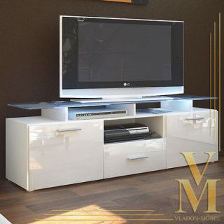 TV Board Lowboard Sideboard Cabinet Almada in White / White Highgloss
