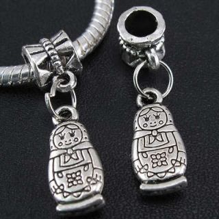 8pcs tibetan silver Tumbler Doll Beads Charms Dangle Pendant Bead Fit 