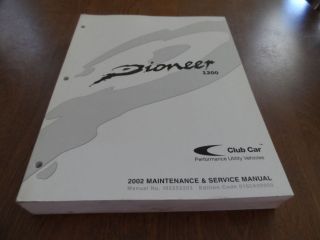 2002 Club Car Pioneer 1200 Golf Cart Golf Car Utility Vehicle Service 