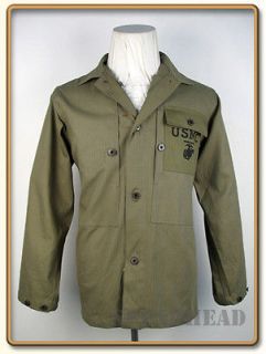 WW2 USMC P44 HBT Utility Shirt (Late War Edition, Mixed Fabric) L 