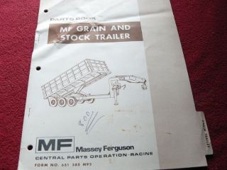 Massey Ferguson Grain and Stock Trailer Dealers Parts Book