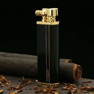   antique style Lift Arm cigarette butane lighter Gold & Black #060A