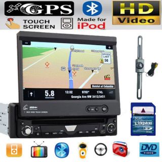 Din 7 HD Car GPS Navigation DVD CD Radio Player BT Call Ipod+Rear 