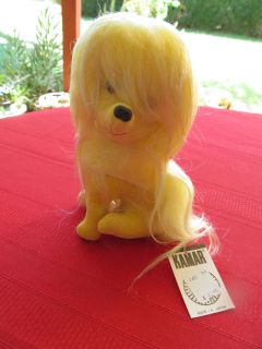 KAMAR STUFFED ANIMAL POODLE DOG 1967 W HANG TAG made in Japan yellow 6 