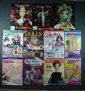 DESIGNER DOLLS, BARBIE AND OTHER DOLL MAGAZINES AND PRICE GUIDES