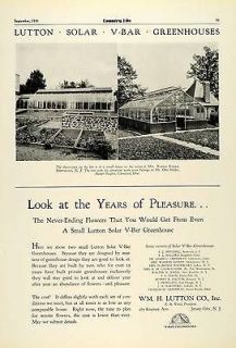 1931 Ad Lutton Solar V Bar Greenhouse Construction Warren Kinney New 