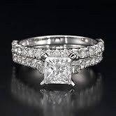 VINTAGE STYLE DIAMOND ENGAGEMENT RING WEDDING SET 1.38 CT PRINCESS 14K 