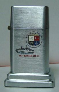 USS Hermitage (LSD 34) Zippo 4th Model Barcroft Table Lighter