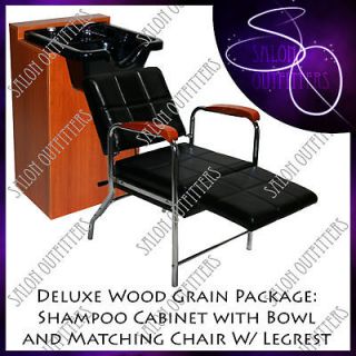 New Shampoo Bowl Honey Wood Cabinet Chair Leg Rest Barber Beauty Salon 