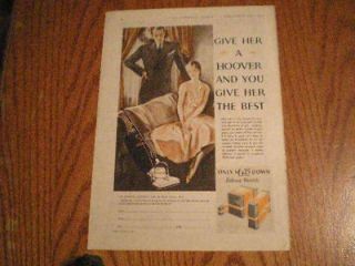 1930 Hoover Vacuum Cleaner Ad Give Her a Hoover & You Give Her the 
