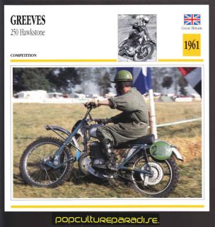1961 greeves 250 hawkstone dave bickers motorcycle card from canada 