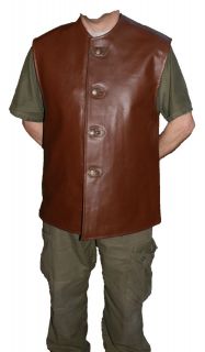 MILITARY BRITISH ARMY STYLE GENUINE REAL LEATHER JERKIN / VEST 