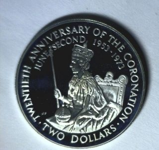 COOKS ISLAND 2 DOLLARS 1973 COIN PROOF .9250 SILVER