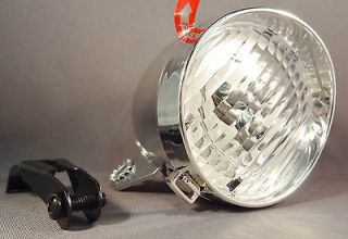 Vintage Style Bullet Head Light Chrome mounts to Bike Fork 3 LEDs AAA 