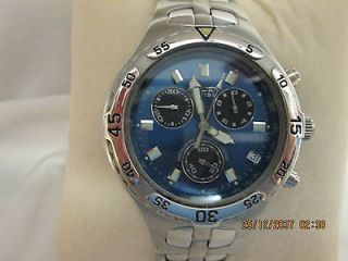 Gruen Swiss Chronograph Tachymeter Fantastic Blue Face Watch